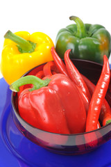 paprika pepper collection on white