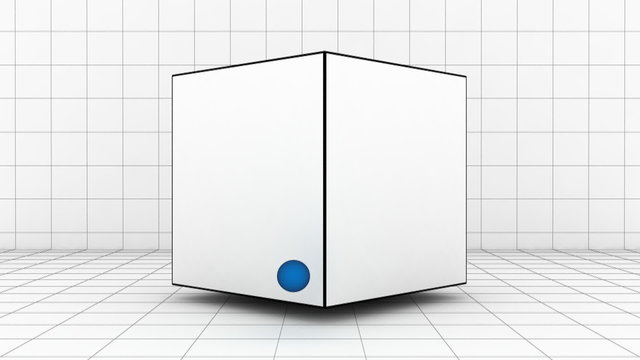 Videoclip rotating 3d a cube on a checkered white background