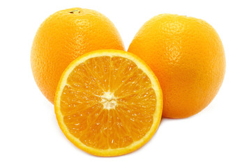 Oranges on white background
