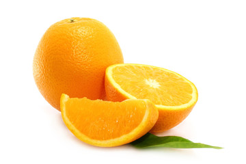 Oranges on white background