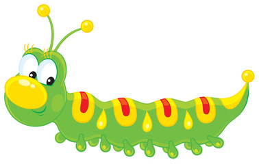 green caterpillar with yellow and red spots