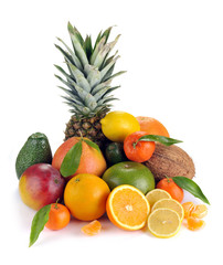 Naklejka na ściany i meble set of citrus and tropical fruits