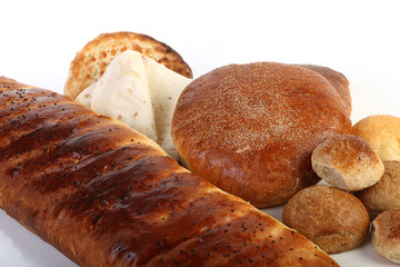 Bread on white background