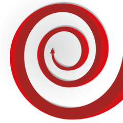 Abstract circular motion red long growth arrow.