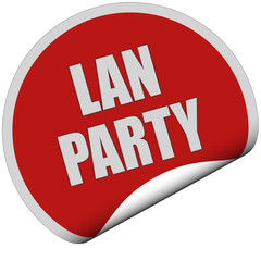 Sticker rot rund curl unten LAN PARTY