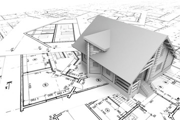 деревянный дом на чертежах