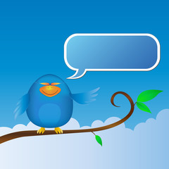 blue bird with speech bubble vector