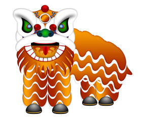 Chinese Lion Dance Full Body Illustration