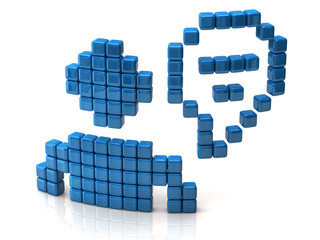Chat icon made of blue cubes