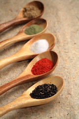 Displaying dried spices.