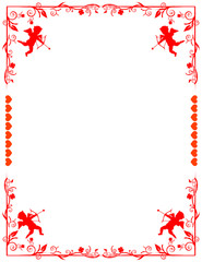Lovely Border with cupids, hearts, and floral pattern