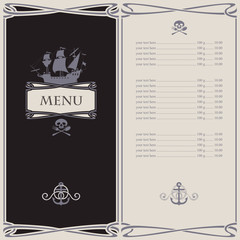menu on the pirate theme