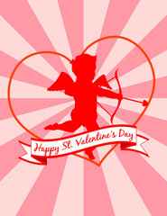 Valentine Cupid on Starburst Background. Vector eps8 / jpeg