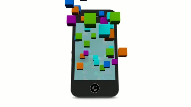 Smarthphone mit animierten Apps