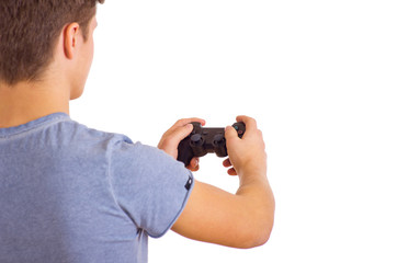 Mann mit Controler für Videospiel