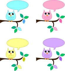 owls with speech bubbles