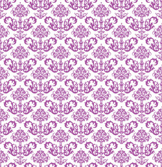 Seamless pink floral wallpaper on white