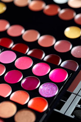 Close up of colorful eyeshadows