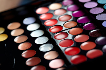 Close up of colorful eyeshadows