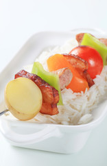 Pork skewer and rice