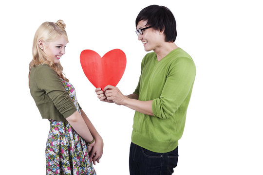 Cute Geek Couple Isolated On White