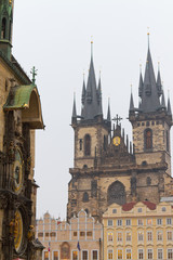 Fototapeta premium Church of Our Lady before Tyn and Astronomical Clock, Prague, Cz