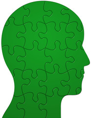 Profile of a head showing jigsaw/puzzle pieces