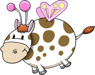 Happy Fairy Cow Vector Illustration