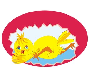 Chick in shell, funny vector illustration