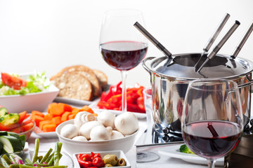Fondue und Zutaten