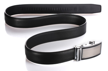 men's leather belt isolated on white