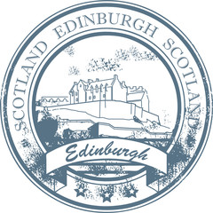 Stamp with words Edinburgh, Scotland inside, vector