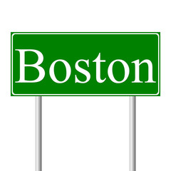 Boston green road sign