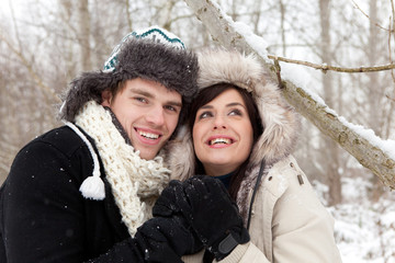 freude paar winter