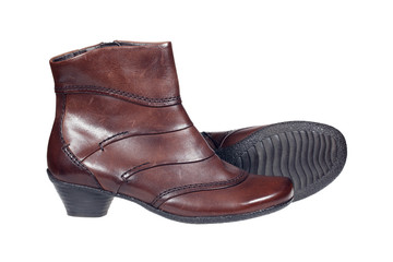 Pair of brown leather women's health boots
