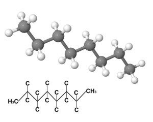 Octane molecule with chemical formula