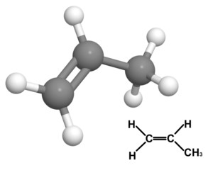 Propylene molecule with chemical formula