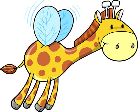 Cute Safari Bumble Bee Giraffe Vector Illustration