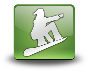 Green 3D Effect Icon "Snowboarding"