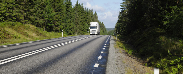 trucking on scenic road, panoramic view