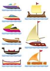 Sea and river boats - vector illustration