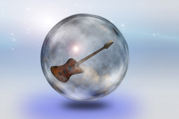 Guitar encased in glass