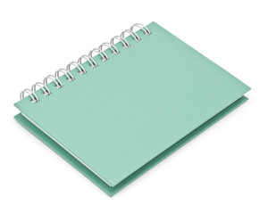 stack of ring binder book or green notebook
