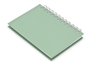 stack of ring binder book or green notebook