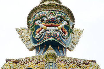 Close up of Giant Buddha in Wat Phra Kaew Grand Palace Bangkok