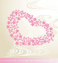 eps Vector image:a flurry of falling cherry blossoms.heart