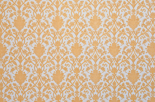 flower pattern in traditional Thai style art on wall of the temp