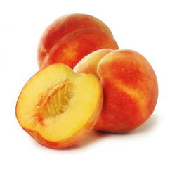 two peaches and a half isolated