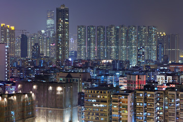 apartment buildings at night