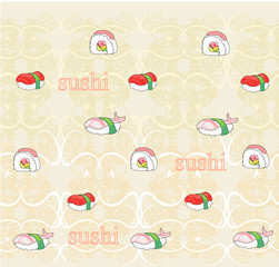 vector  pattern with sushi